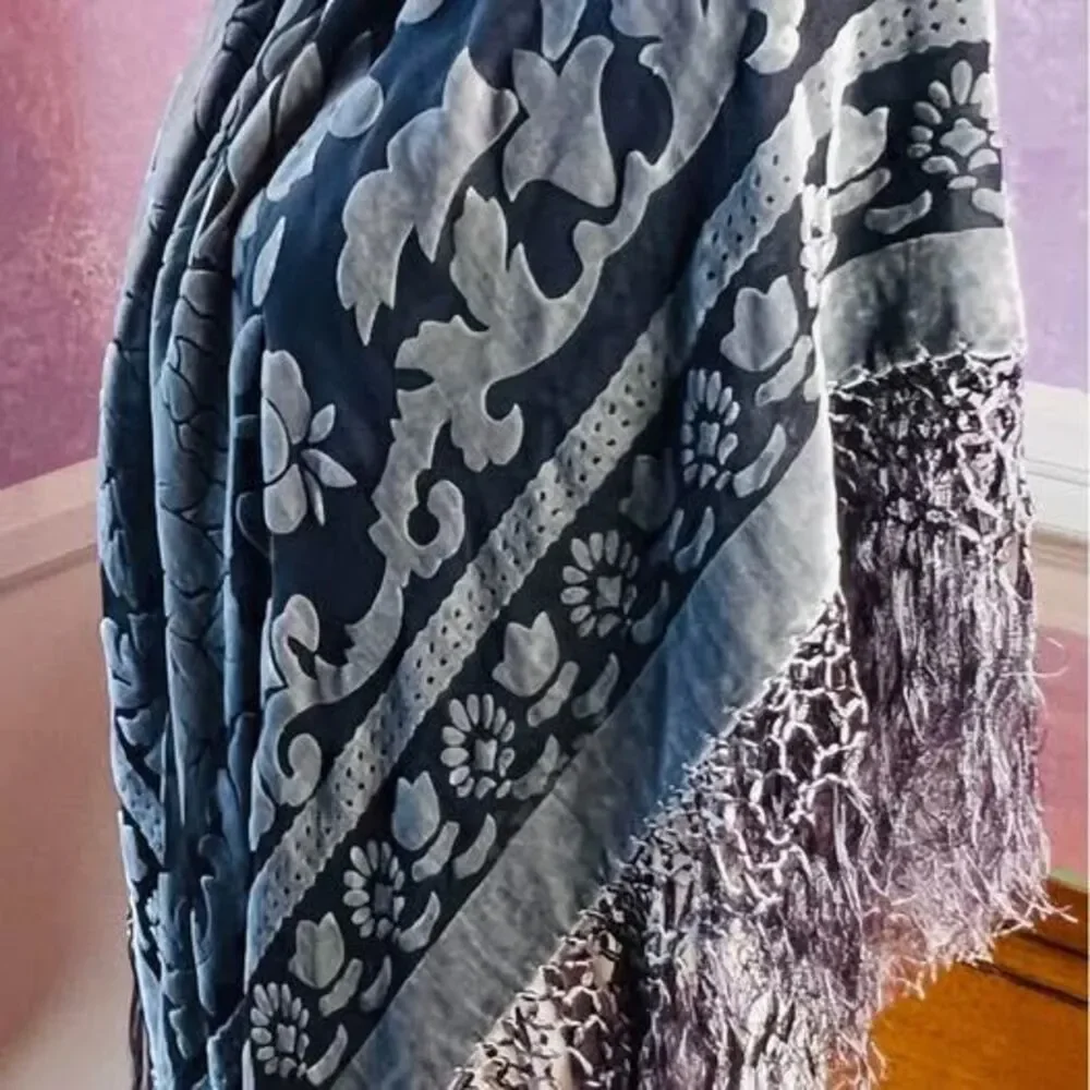 Maya Matazaro Rare Silk and Burnout Velvet Piano Shawl